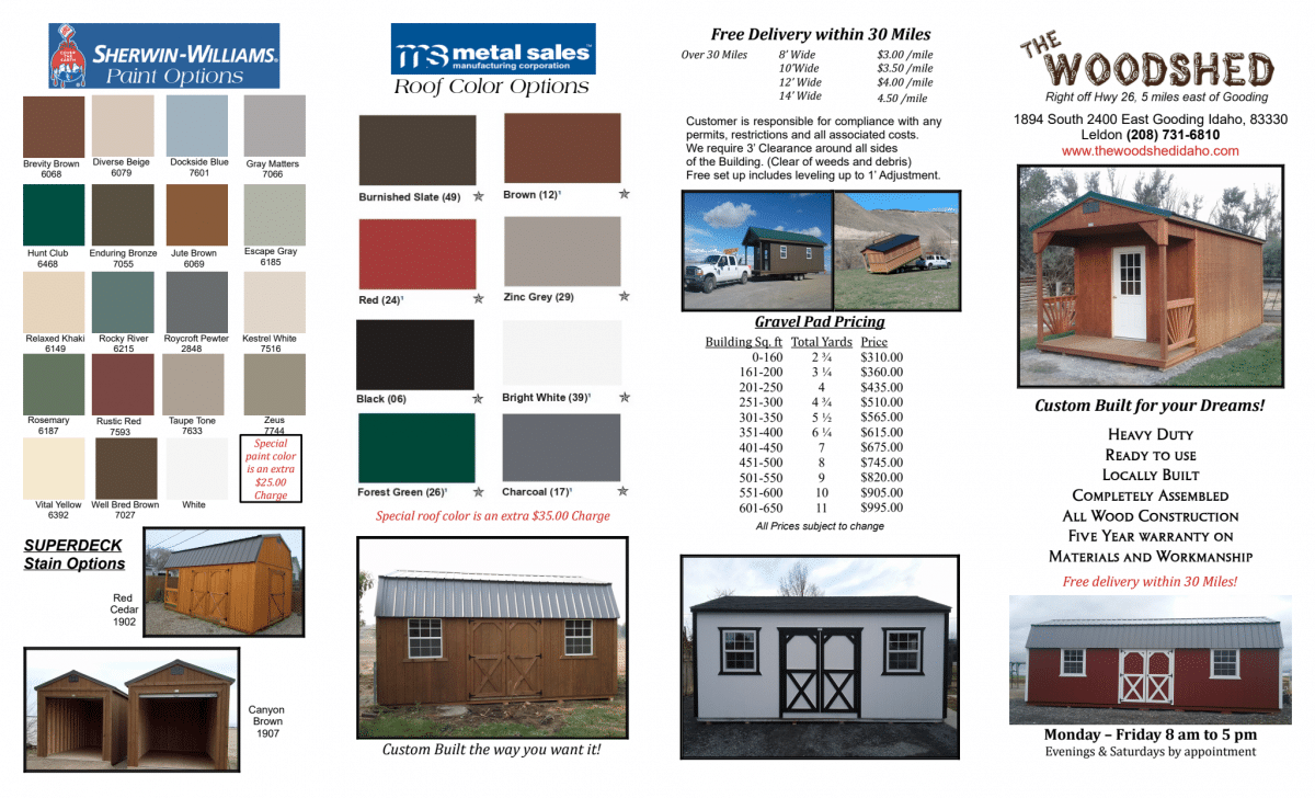 Our Prices The Woodshed of Gooding, Idaho